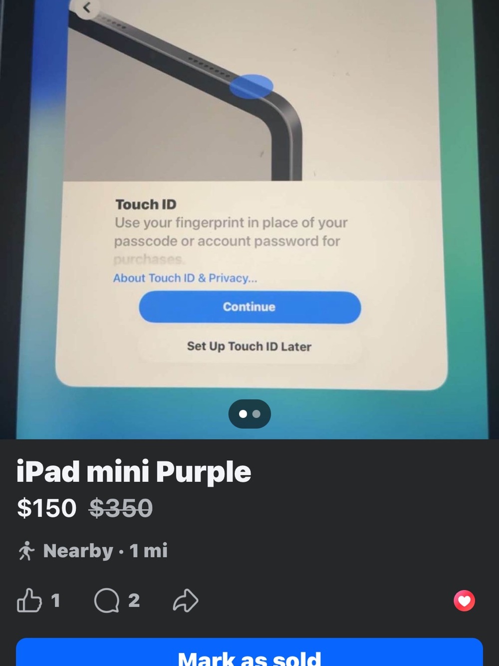 Purple Tablet with Touch ID - Slim Portable Tablet
